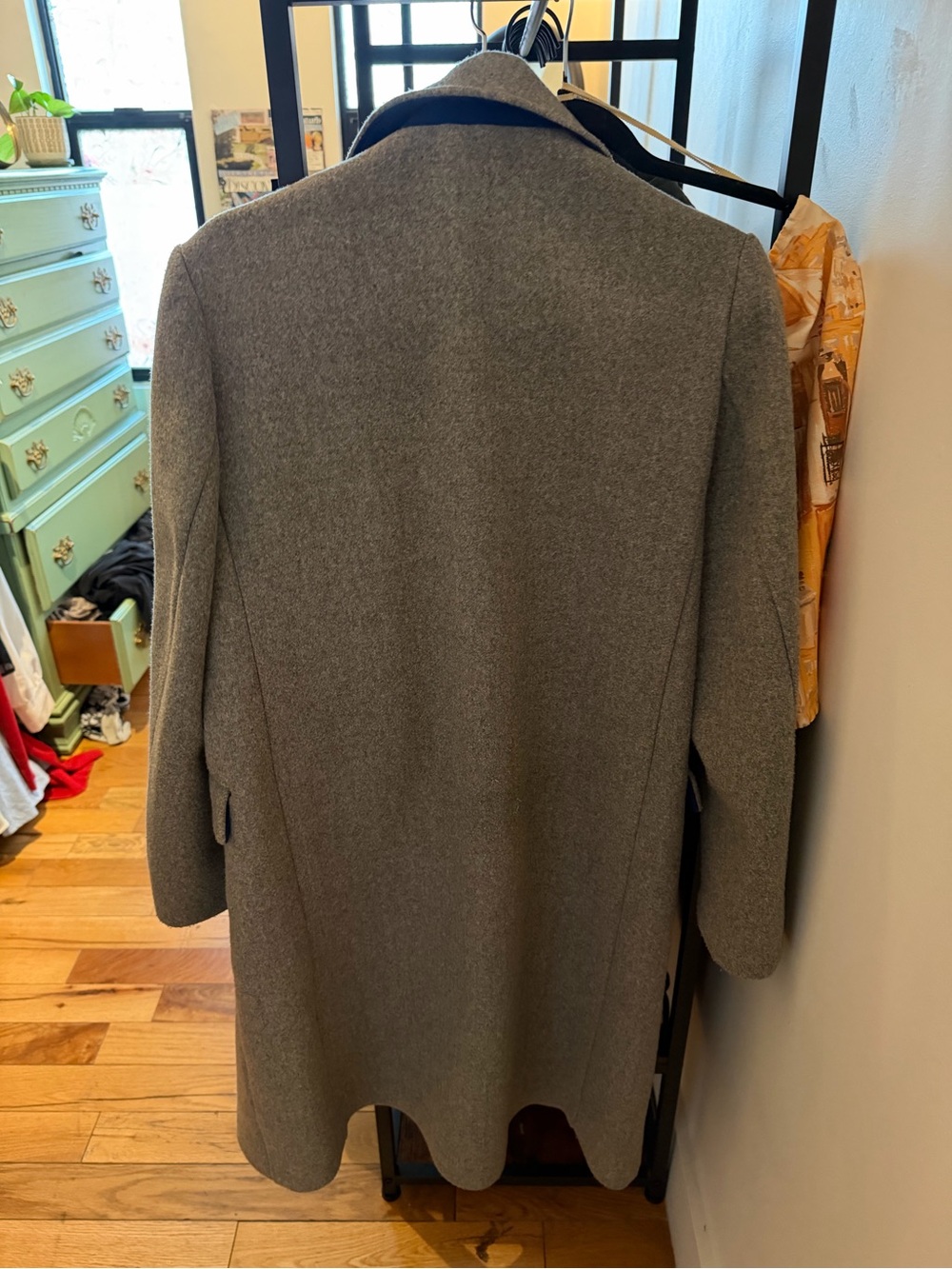 Topshop Gray Wool-Blend Single-Button Notch Lapel Pea Coat View 3